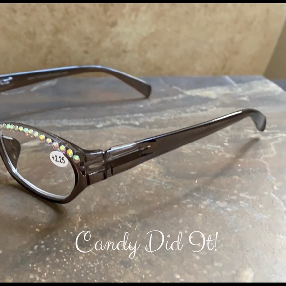 NWT Gray W/ AB Crystals Bling Reader Glasses 2.25 - Picture 5 of 10